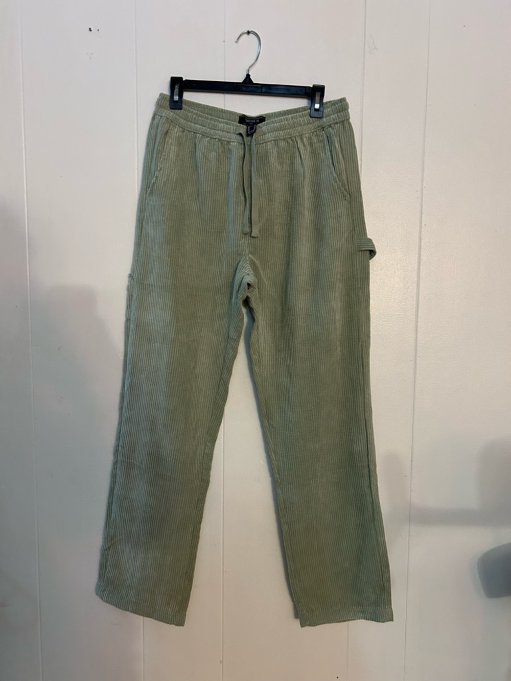 Forever 21 Men’s Corduroy Drawstring Pants in Sage Green